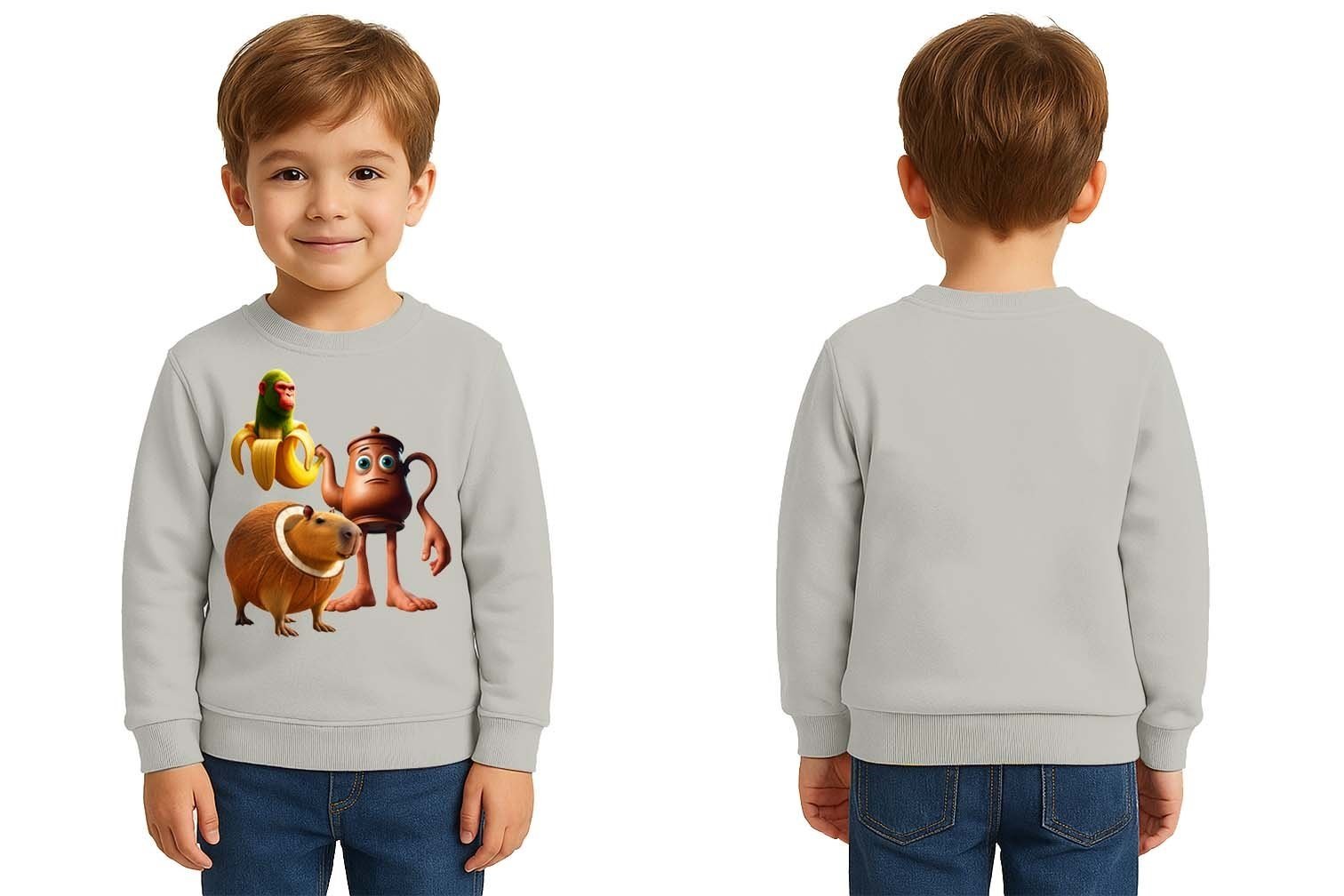 Unisex Braınrot Baskılı Çocuk Swaetshirt 3 İplik Şardonlu