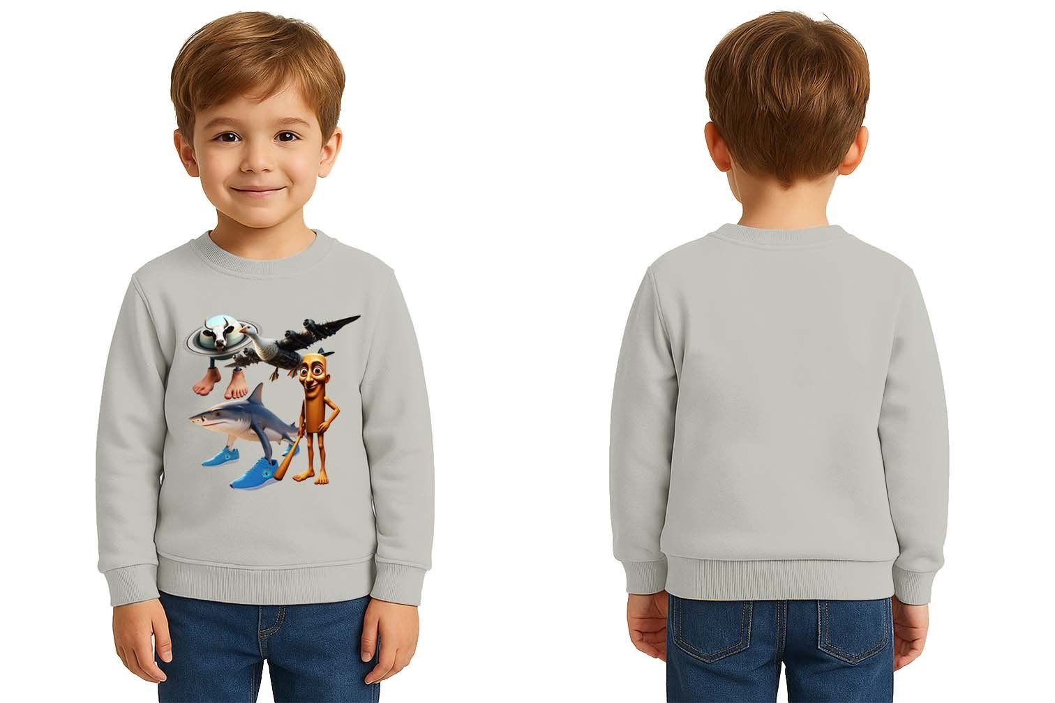 Unisex Braınrot Baskılı Çocuk Swaetshirt 3 İplik Şardonlu