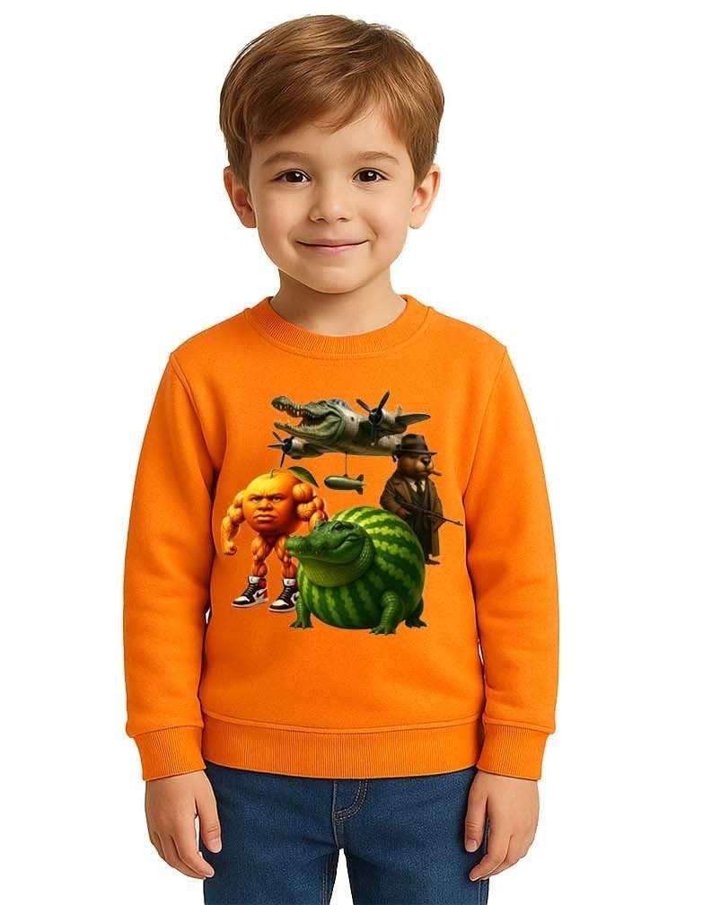 Unisex Braınrot Baskılı Çocuk Swaetshirt 3 İplik Şardonlu