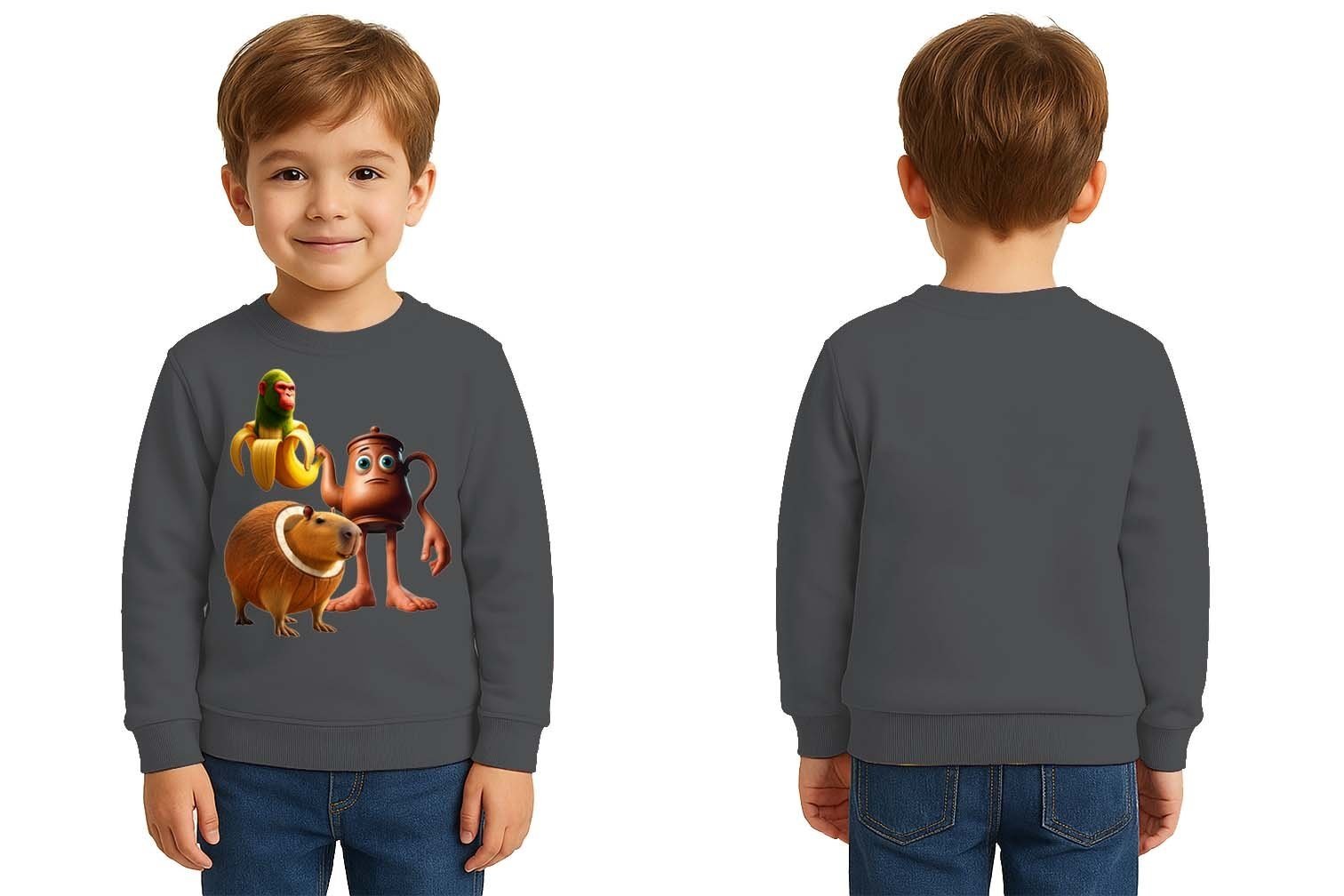 Unisex Braınrot Baskılı Çocuk Swaetshirt 3 İplik Şardonlu