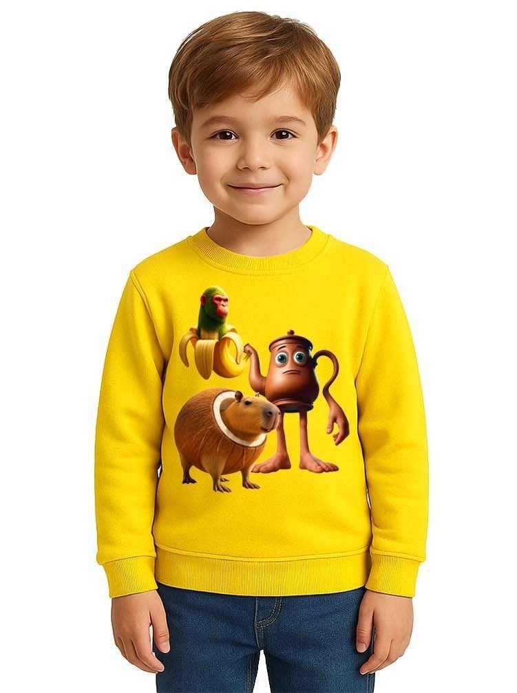 Unisex Braınrot Baskılı Çocuk Swaetshirt 3 İplik Şardonlu