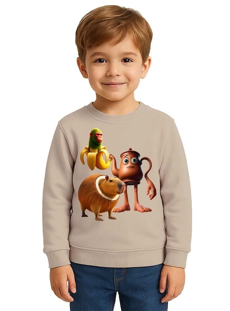 Unisex Braınrot Baskılı Çocuk Swaetshirt 3 İplik Şardonlu