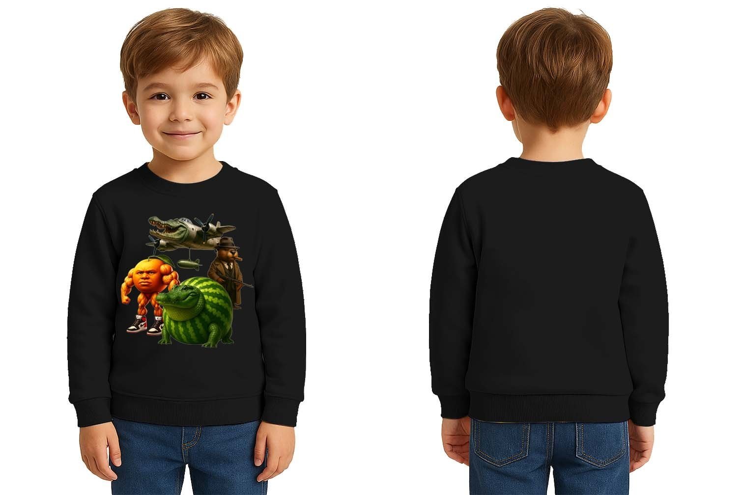 Unisex Braınrot Baskılı Çocuk Swaetshirt 3 İplik Şardonlu