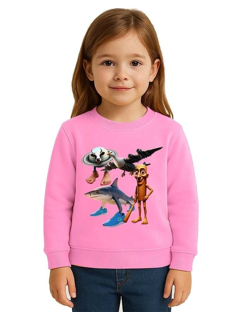 Unisex Braınrot Baskılı Çocuk Swaetshirt 3 İplik Şardonlu