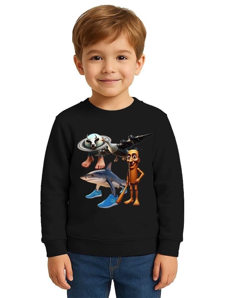 Unisex Braınrot Baskılı Çocuk Swaetshirt 3 İplik Şardonlu