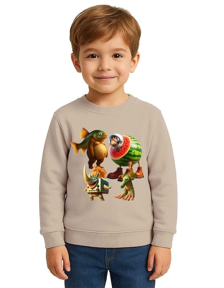 Unisex Braınrot Baskılı Çocuk Swaetshirt 3 İplik Şardonlu
