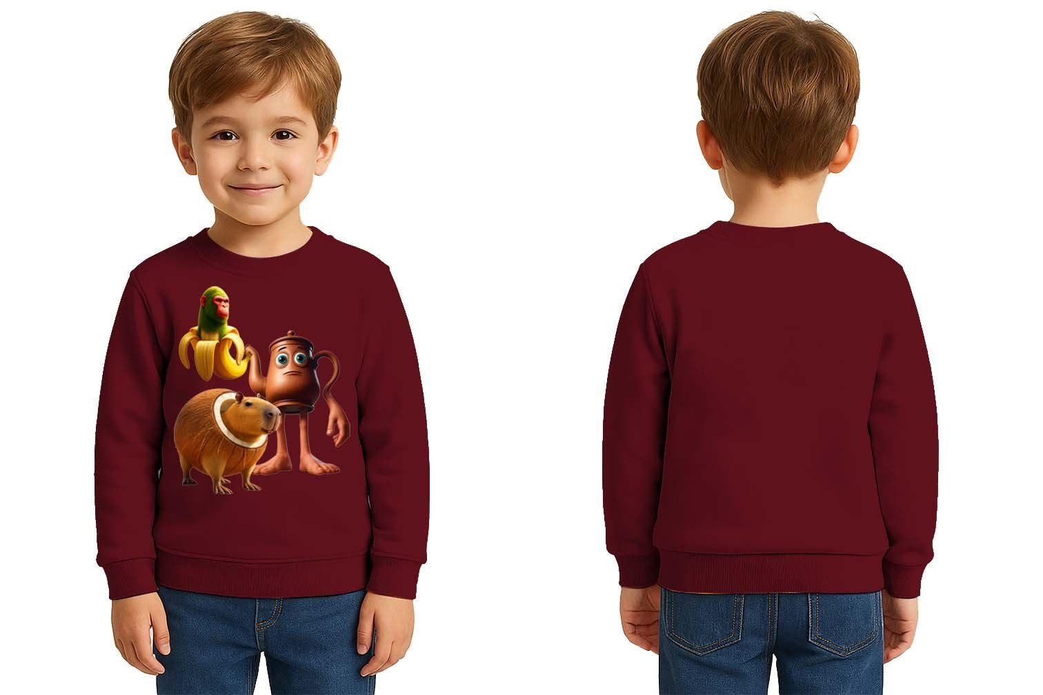 Unisex Braınrot Baskılı Çocuk Swaetshirt 3 İplik Şardonlu