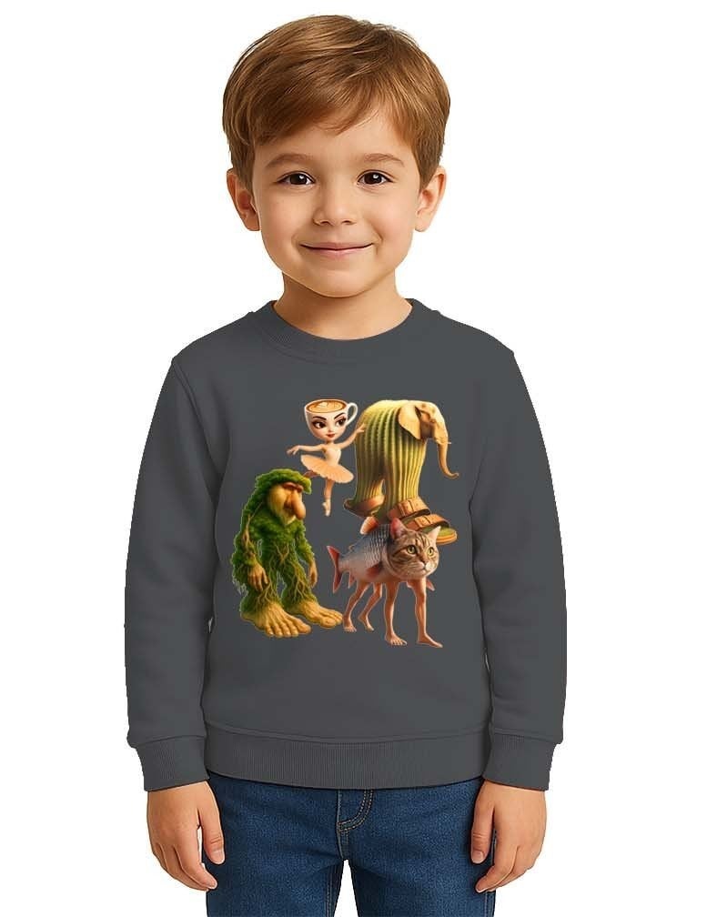 Unisex Braınrot Baskılı Çocuk Swaetshirt 3 İplik Şardonlu