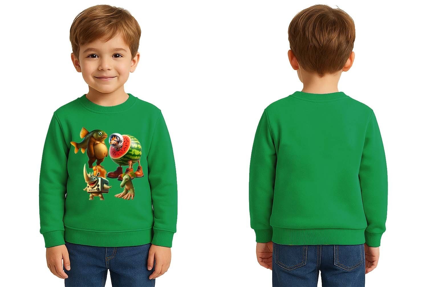 Unisex Braınrot Baskılı Çocuk Swaetshirt 3 İplik Şardonlu