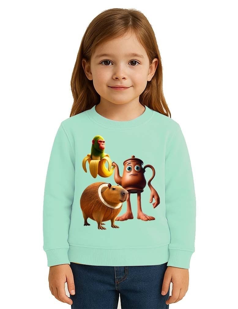 Unisex Braınrot Baskılı Çocuk Swaetshirt 3 İplik Şardonlu