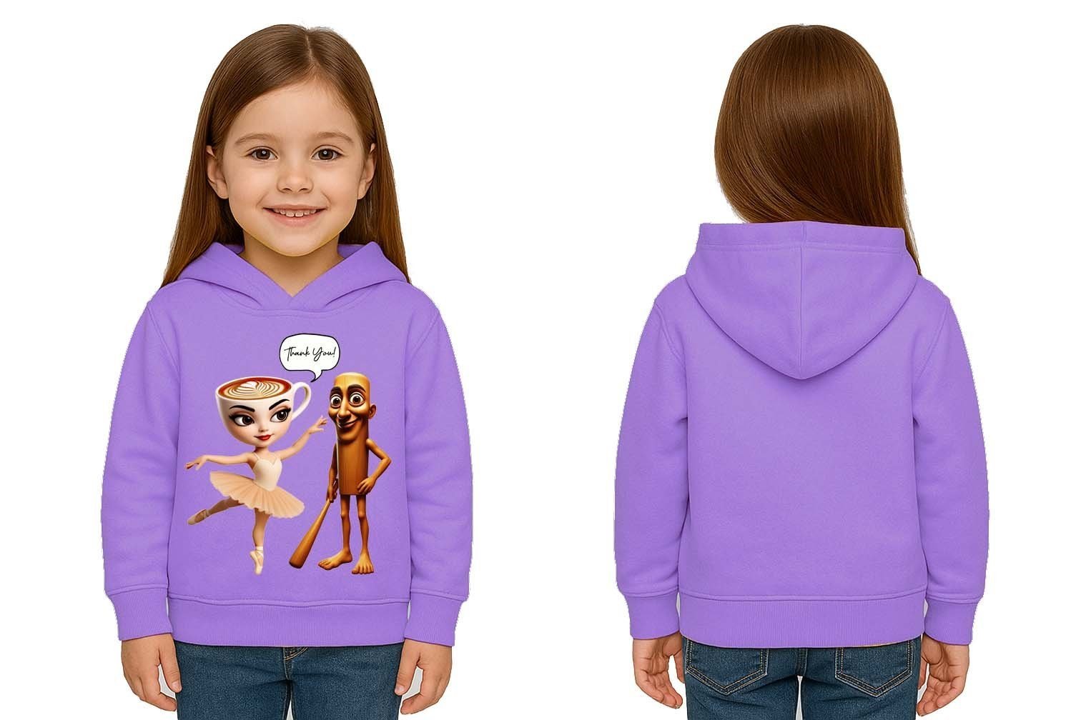 Unisex Brainrot Baskılı Çocuk Swaetshirt Kapüşonlu 3 İplik Şardonlu