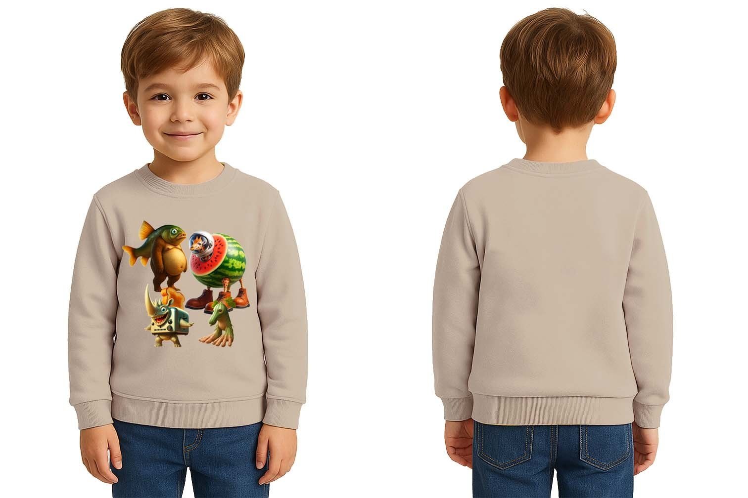 Unisex Braınrot Baskılı Çocuk Swaetshirt 3 İplik Şardonlu