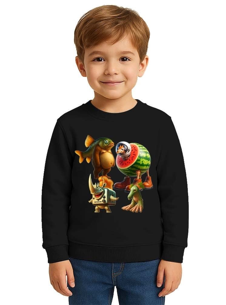 Unisex Braınrot Baskılı Çocuk Swaetshirt 3 İplik Şardonlu