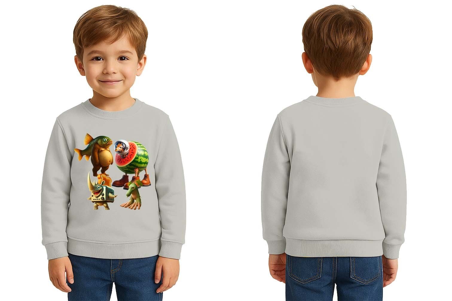 Unisex Braınrot Baskılı Çocuk Swaetshirt 3 İplik Şardonlu