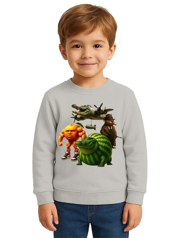 Unisex Braınrot Baskılı Çocuk Swaetshirt 3 İplik Şardonlu