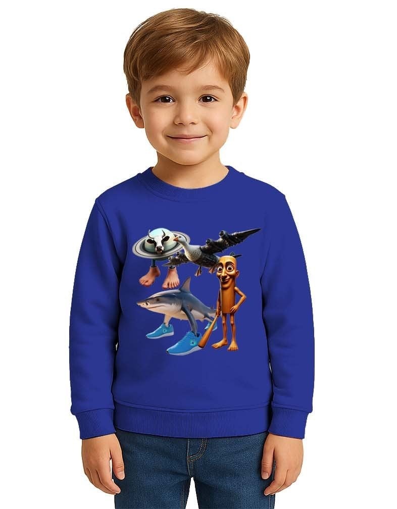 Unisex Braınrot Baskılı Çocuk Swaetshirt 3 İplik Şardonlu