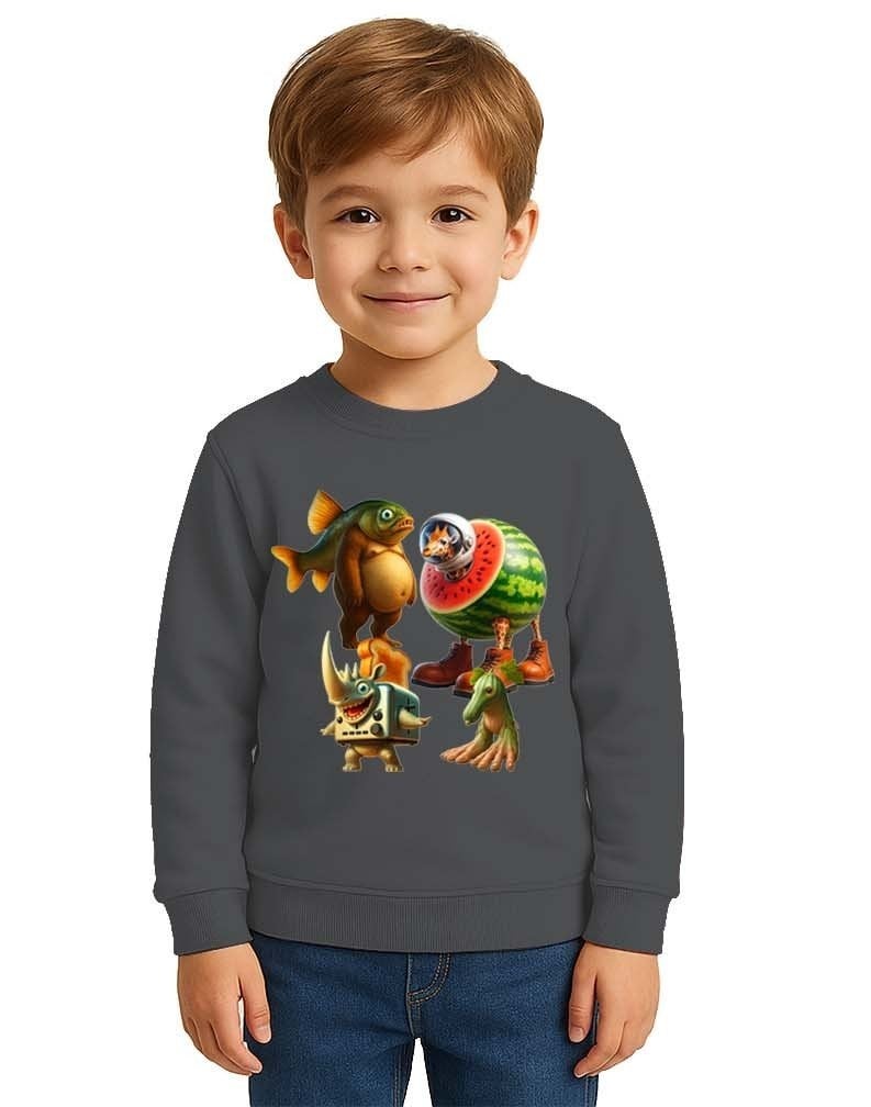 Unisex Braınrot Baskılı Çocuk Swaetshirt 3 İplik Şardonlu