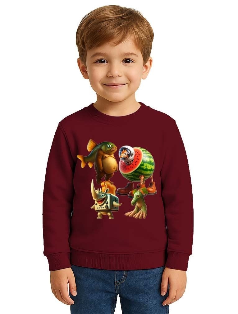 Unisex Braınrot Baskılı Çocuk Swaetshirt 3 İplik Şardonlu