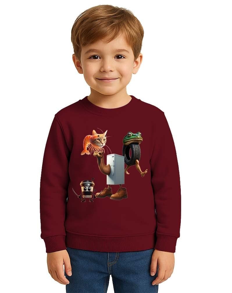 Unisex Braınrot Baskılı Çocuk Swaetshirt 3 İplik Şardonlu