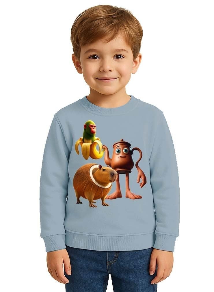Unisex Braınrot Baskılı Çocuk Swaetshirt 3 İplik Şardonlu