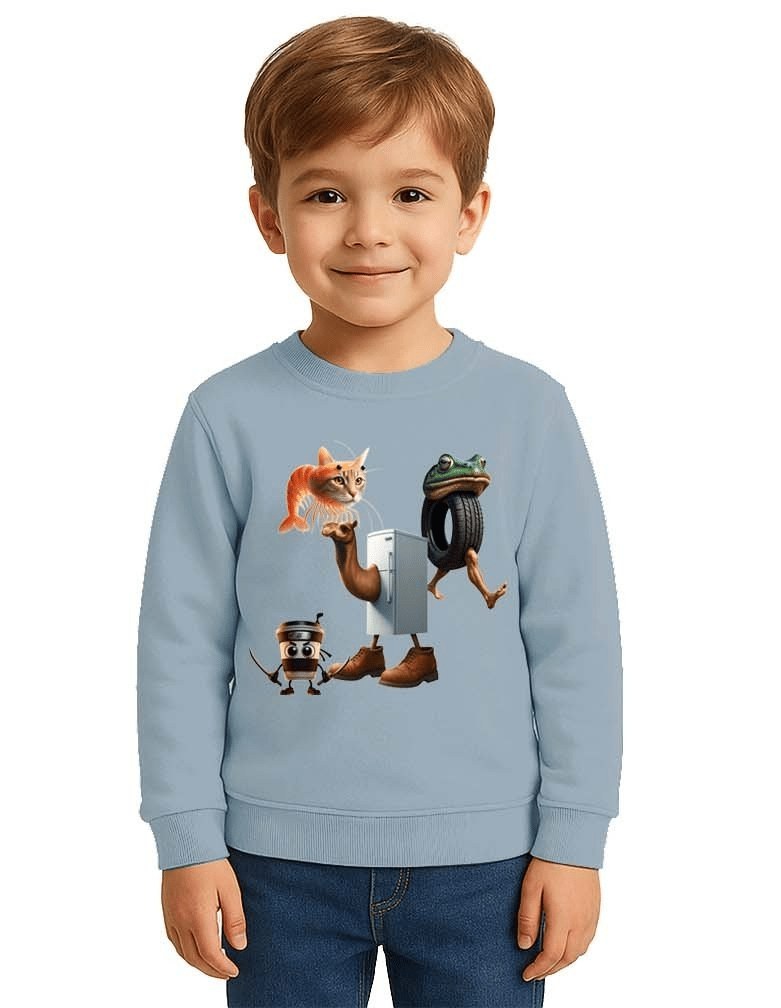 Unisex Braınrot Baskılı Çocuk Swaetshirt 3 İplik Şardonlu