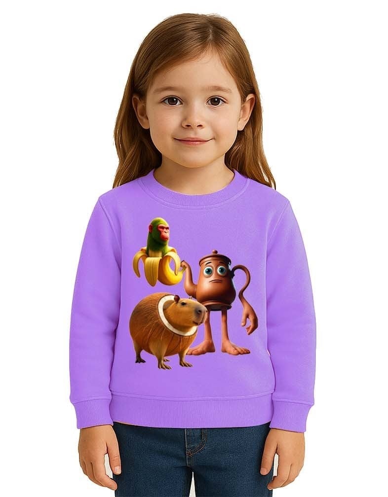 Unisex Braınrot Baskılı Çocuk Swaetshirt 3 İplik Şardonlu