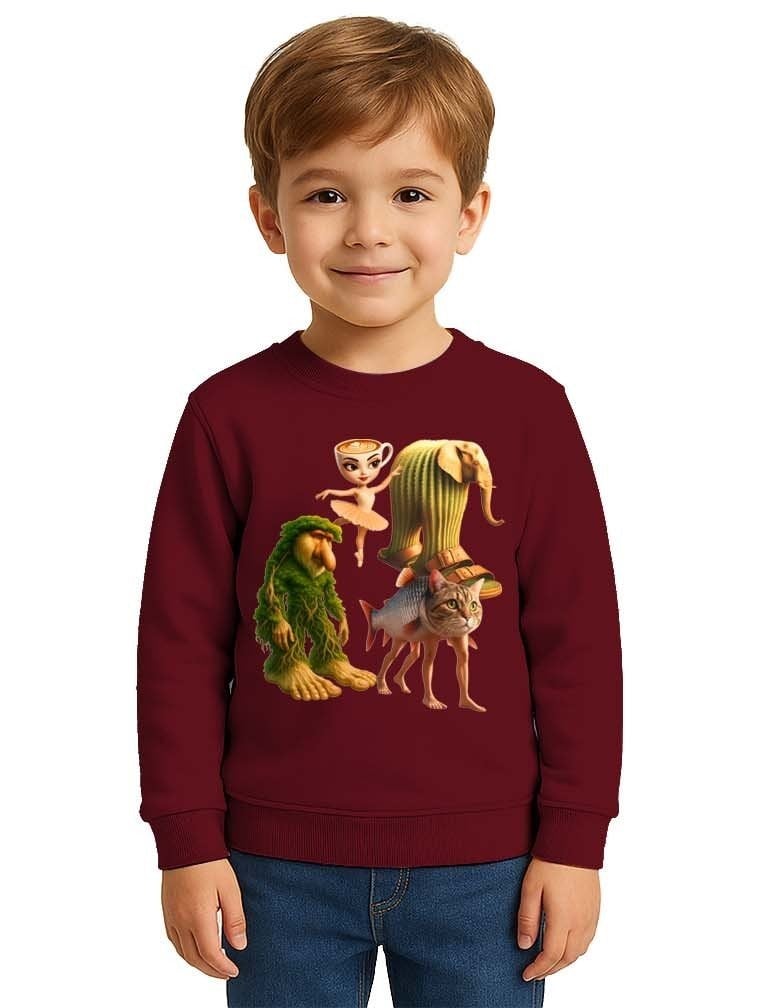 Unisex Braınrot Baskılı Çocuk Swaetshirt 3 İplik Şardonlu