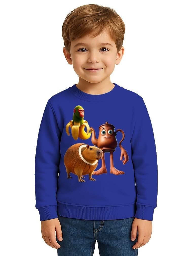 Unisex Braınrot Baskılı Çocuk Swaetshirt 3 İplik Şardonlu