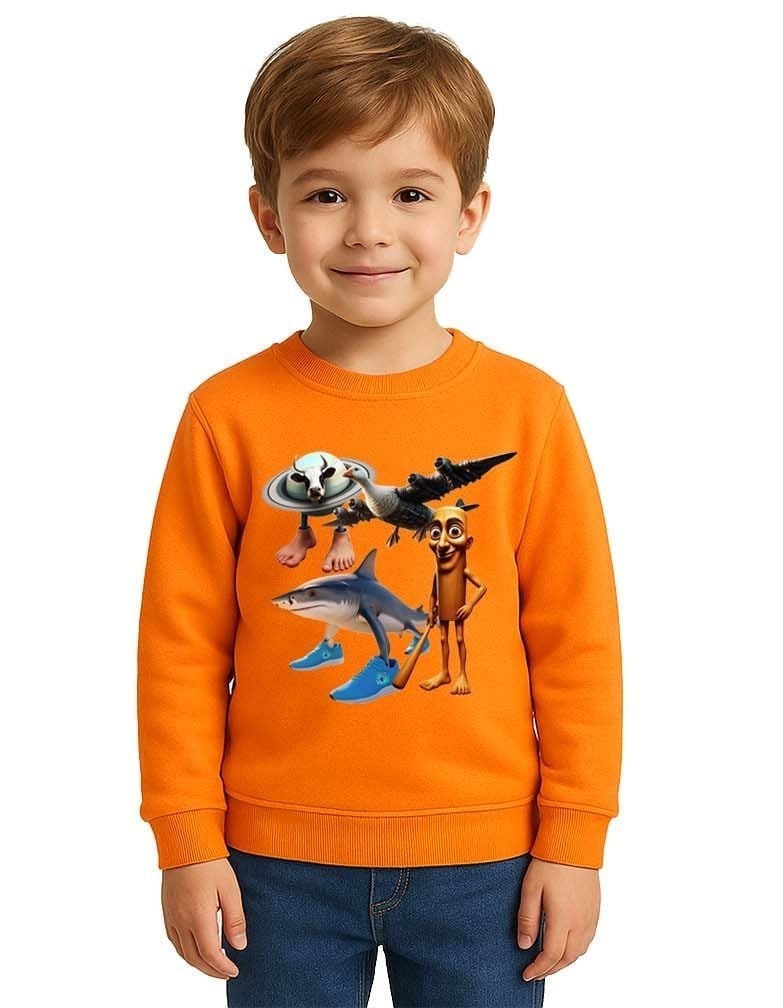 Unisex Braınrot Baskılı Çocuk Swaetshirt 3 İplik Şardonlu