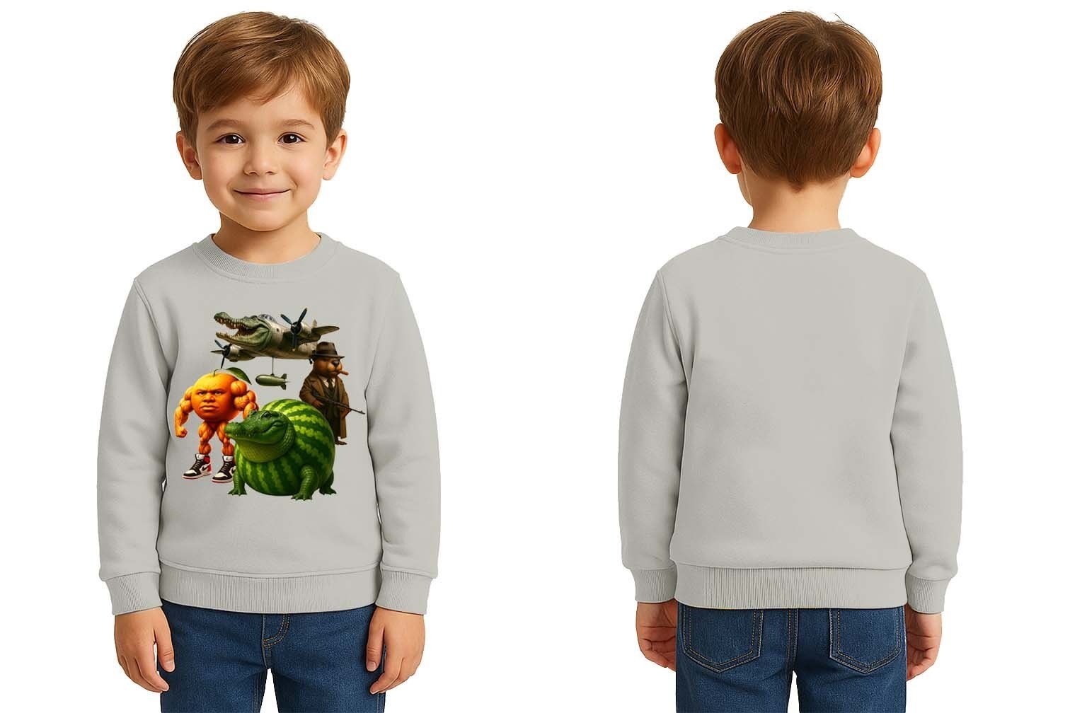 Unisex Braınrot Baskılı Çocuk Swaetshirt 3 İplik Şardonlu