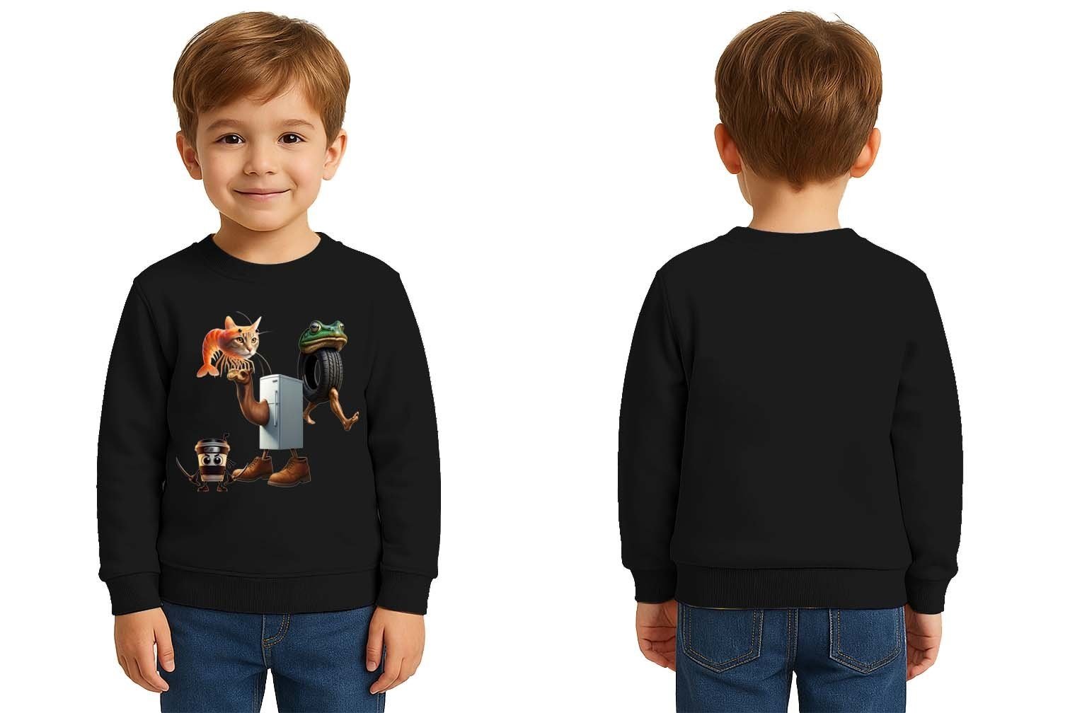 Unisex Braınrot Baskılı Çocuk Swaetshirt 3 İplik Şardonlu