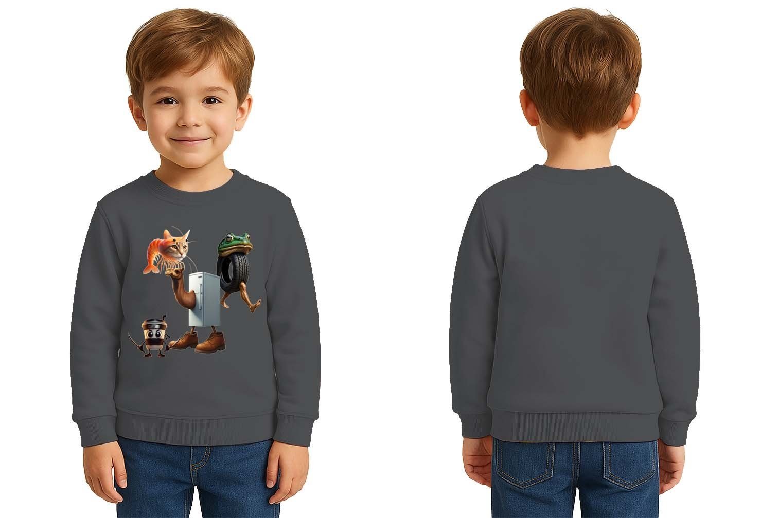 Unisex Braınrot Baskılı Çocuk Swaetshirt 3 İplik Şardonlu