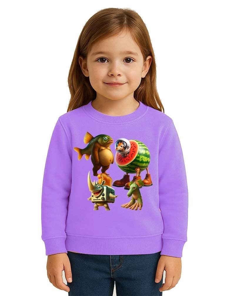 Unisex Braınrot Baskılı Çocuk Swaetshirt 3 İplik Şardonlu