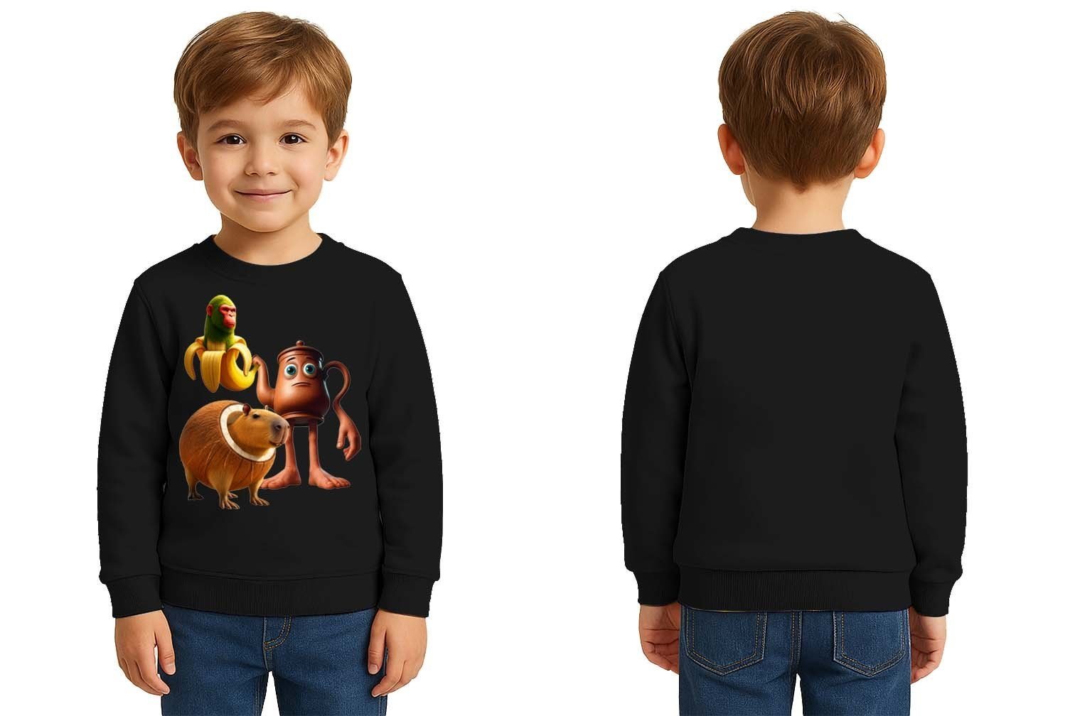 Unisex Braınrot Baskılı Çocuk Swaetshirt 3 İplik Şardonlu