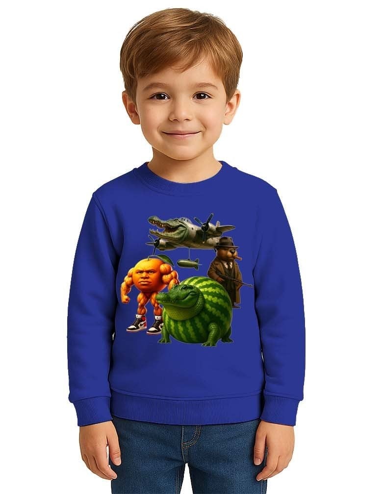 Unisex Braınrot Baskılı Çocuk Swaetshirt 3 İplik Şardonlu