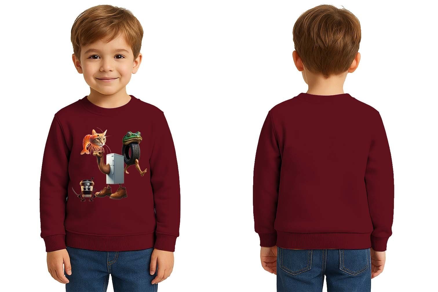 Unisex Braınrot Baskılı Çocuk Swaetshirt 3 İplik Şardonlu