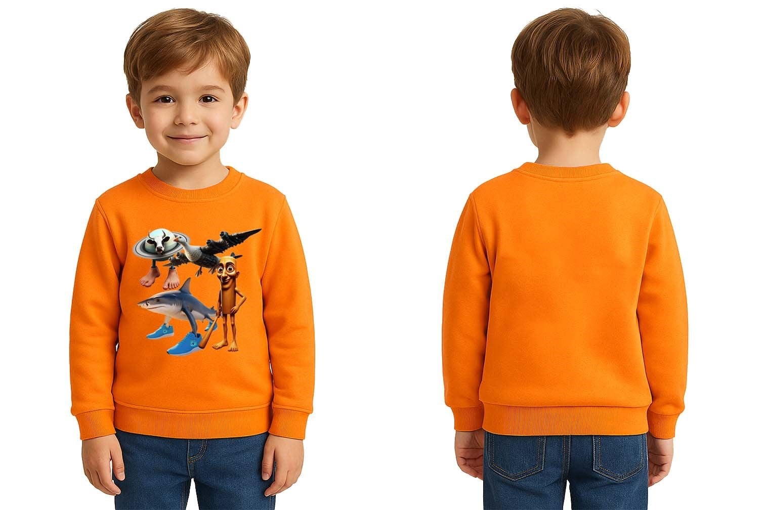 Unisex Braınrot Baskılı Çocuk Swaetshirt 3 İplik Şardonlu