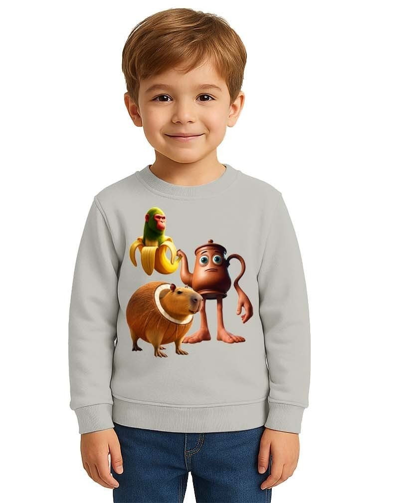 Unisex Braınrot Baskılı Çocuk Swaetshirt 3 İplik Şardonlu