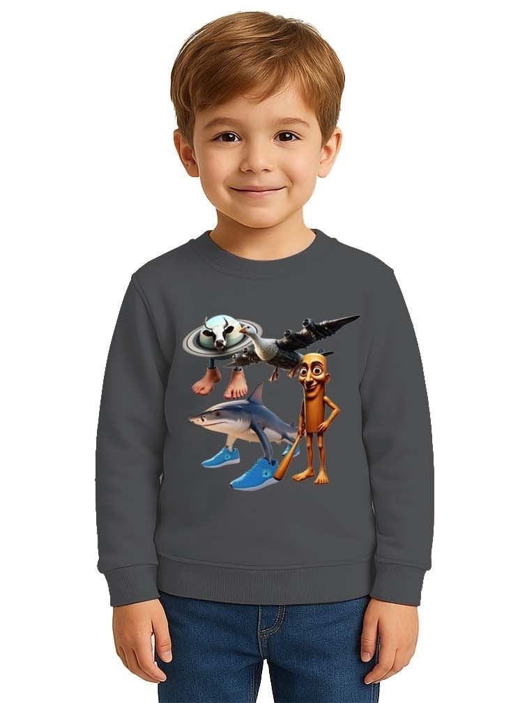 Unisex Braınrot Baskılı Çocuk Swaetshirt 3 İplik Şardonlu