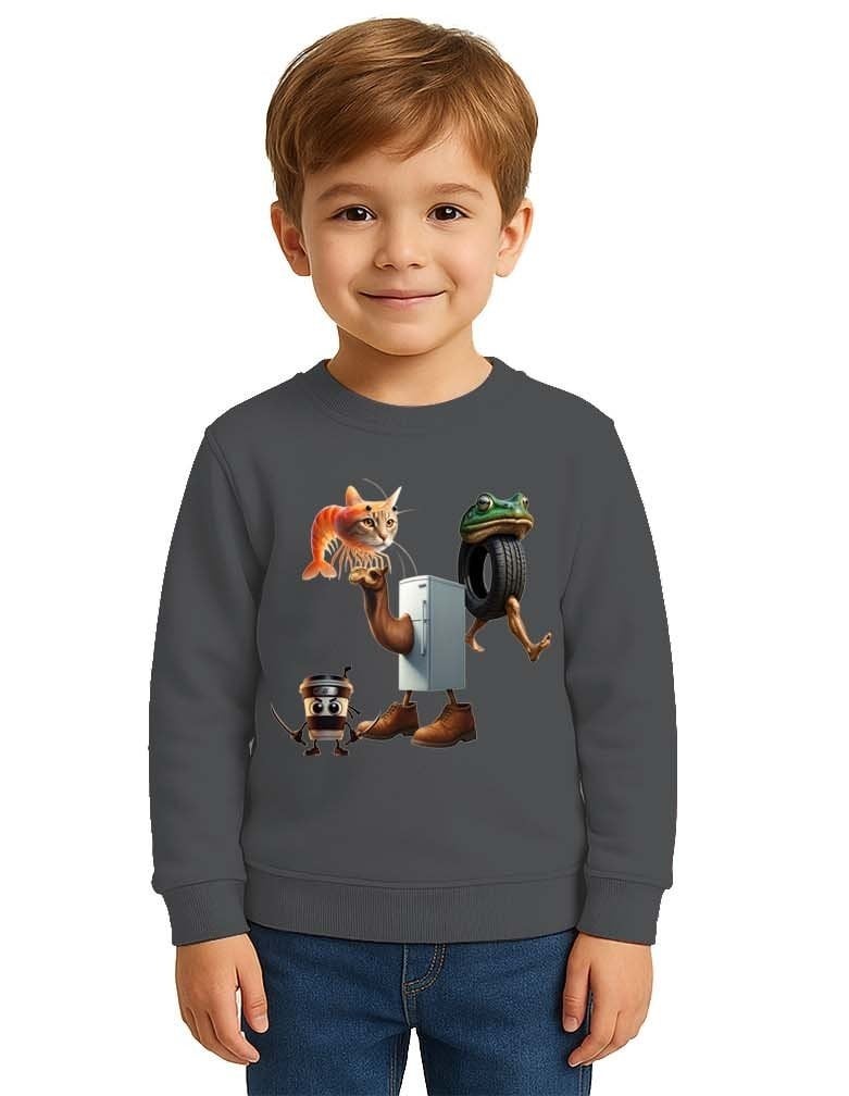 Unisex Braınrot Baskılı Çocuk Swaetshirt 3 İplik Şardonlu