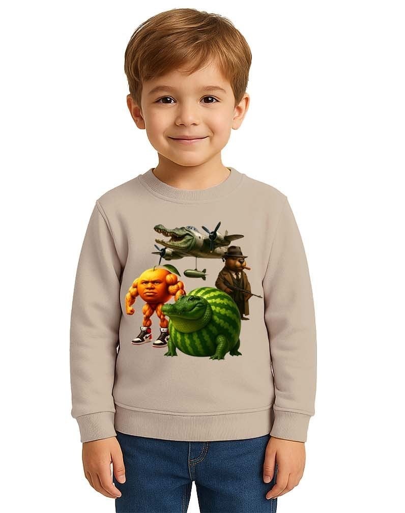 Unisex Braınrot Baskılı Çocuk Swaetshirt 3 İplik Şardonlu