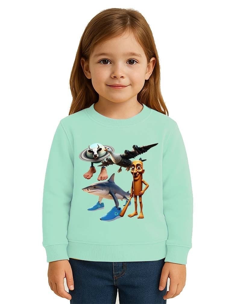 Unisex Braınrot Baskılı Çocuk Swaetshirt 3 İplik Şardonlu