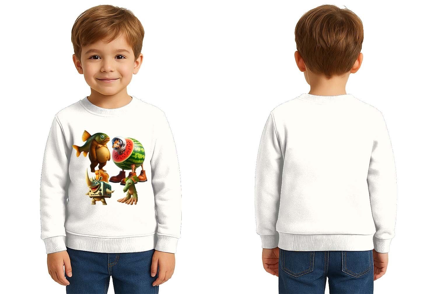 Unisex Braınrot Baskılı Çocuk Swaetshirt 3 İplik Şardonlu