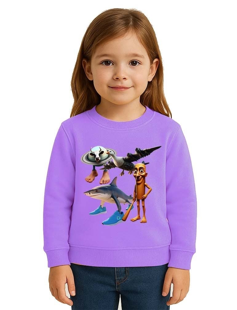 Unisex Braınrot Baskılı Çocuk Swaetshirt 3 İplik Şardonlu