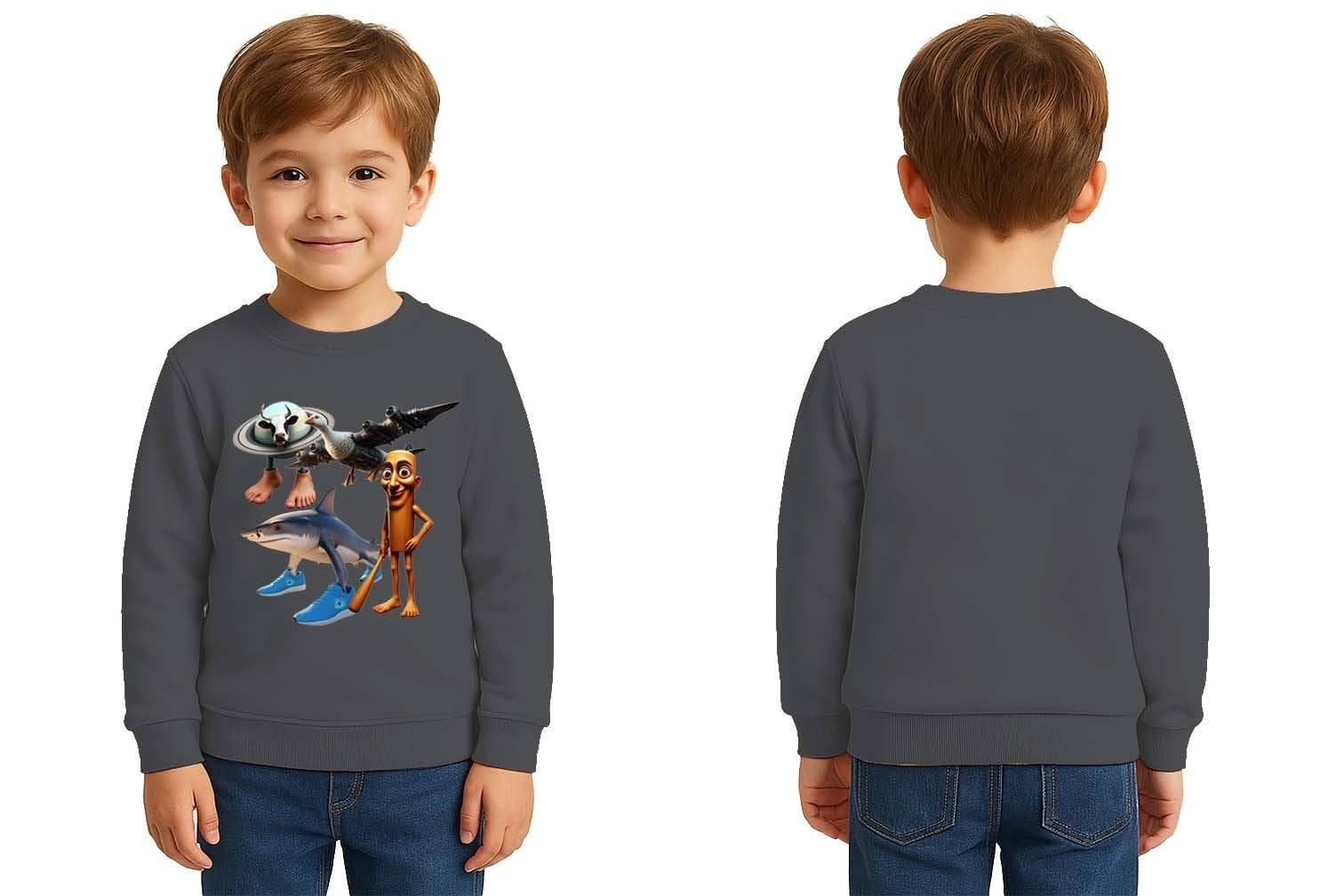 Unisex Braınrot Baskılı Çocuk Swaetshirt 3 İplik Şardonlu