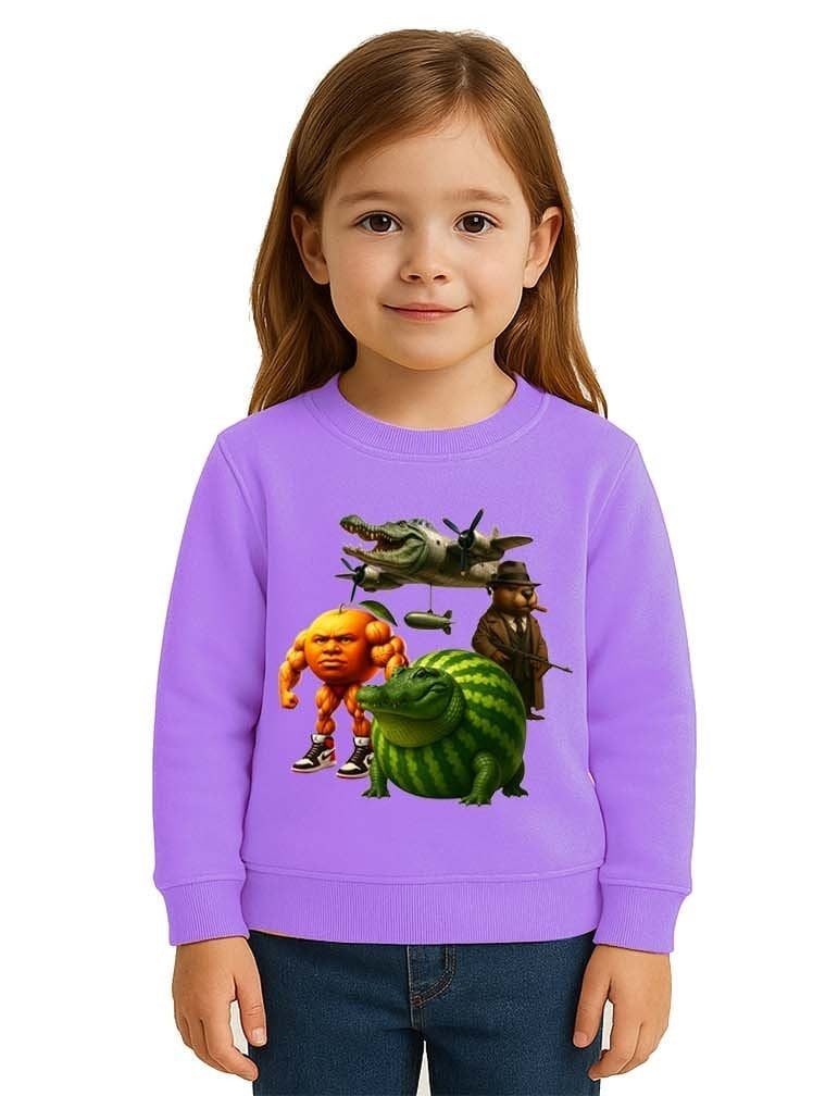 Unisex Braınrot Baskılı Çocuk Swaetshirt 3 İplik Şardonlu