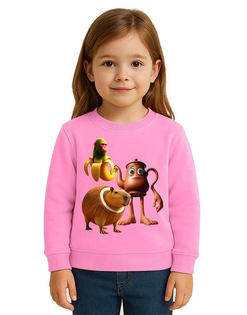 Unisex Braınrot Baskılı Çocuk Swaetshirt 3 İplik Şardonlu