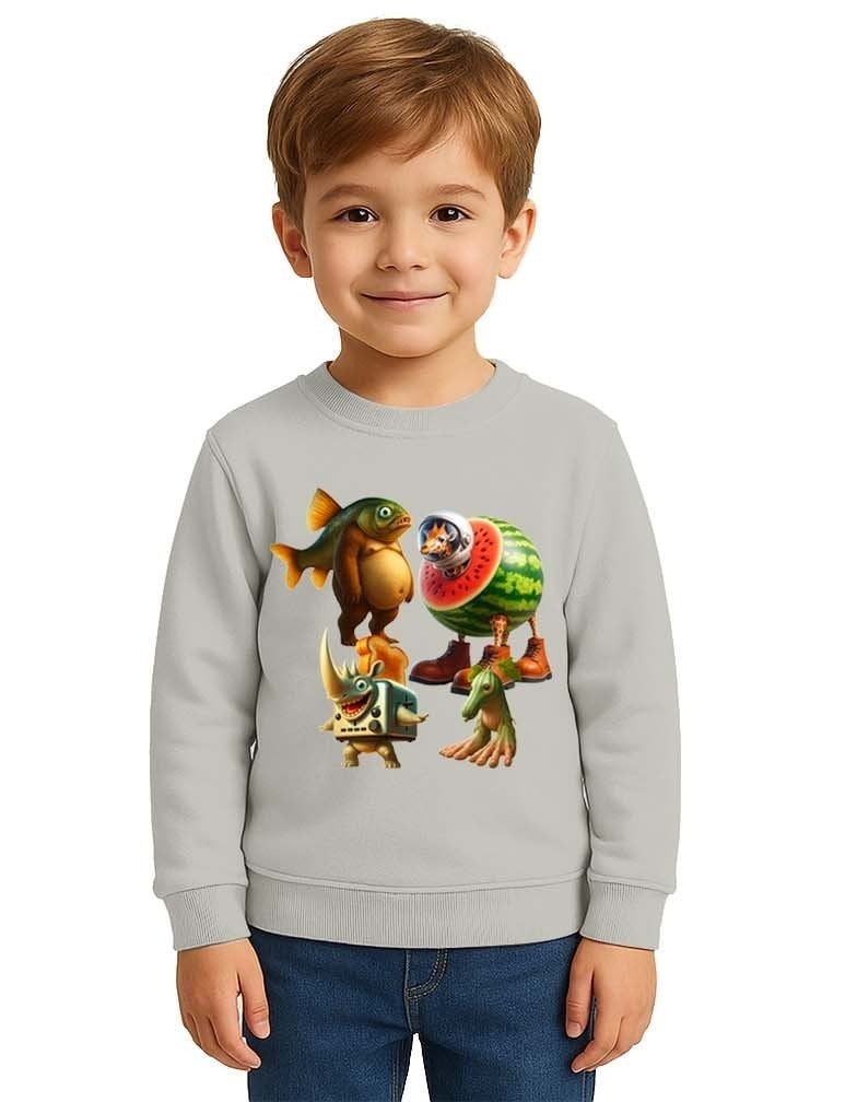 Unisex Braınrot Baskılı Çocuk Swaetshirt 3 İplik Şardonlu