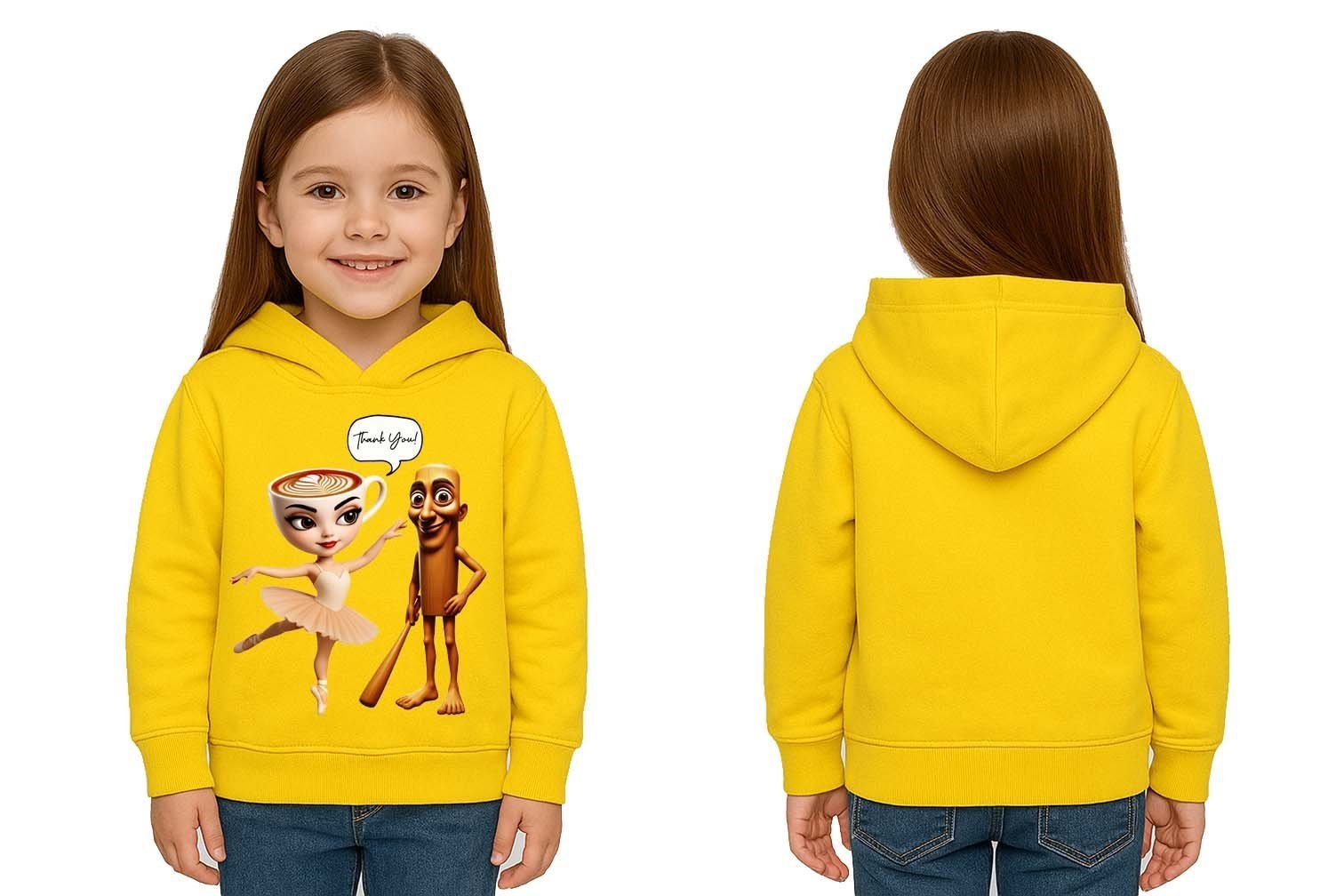 Unisex Brainrot Baskılı Çocuk Swaetshirt Kapüşonlu 3 İplik Şardonlu