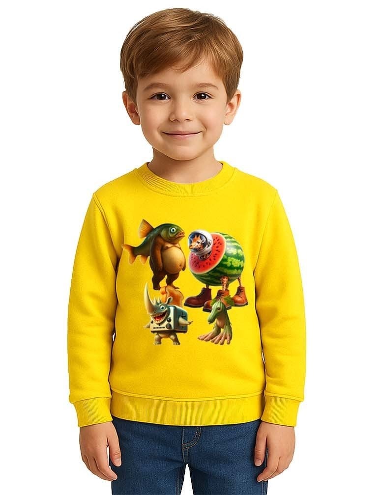 Unisex Braınrot Baskılı Çocuk Swaetshirt 3 İplik Şardonlu